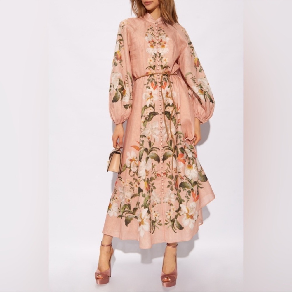 Zimmermann Lexi Billow floral-print linen dress. New!